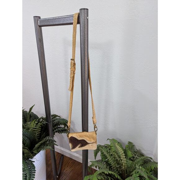 Westen Rodeo Crossbody Mini Tan and Brown Long Adjustable Strap Purse Bag - Picture 1 of 10